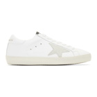 Golden Goose White and Gold Lettering Sneakers
