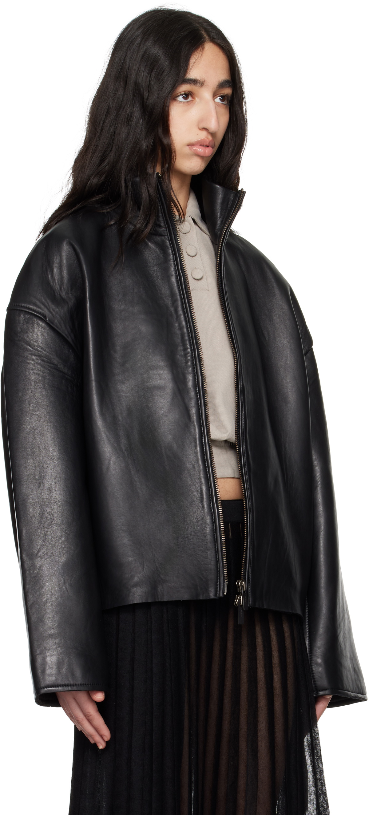 REMAIN Birger Christensen Black Bonded Leather Jacket