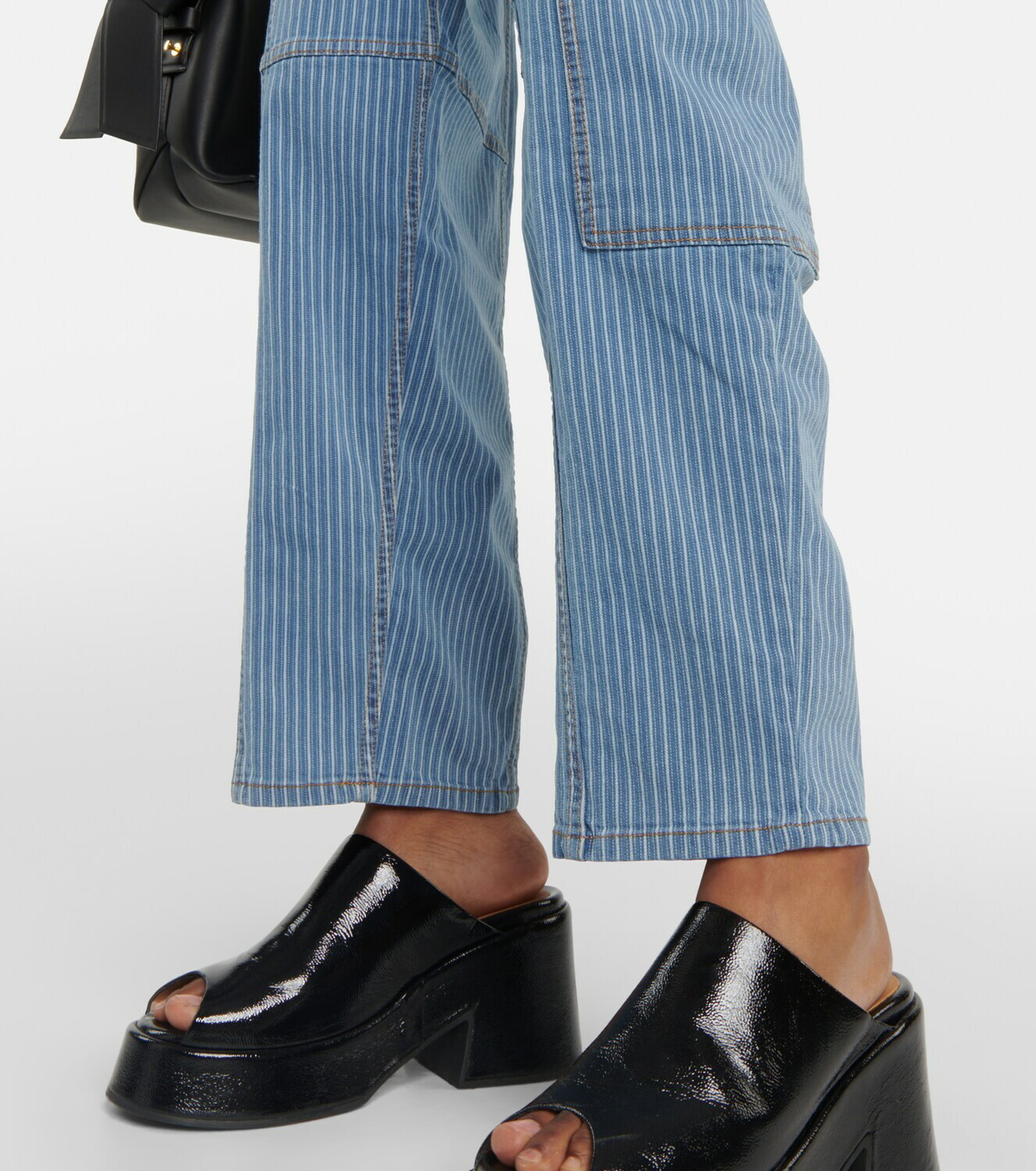Ganni Striped high-rise wide jeans