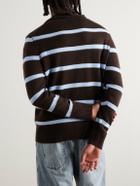 Allude - Troyer Striped Wool and Cashmere-Blend Half-Zip Sweater - Brown