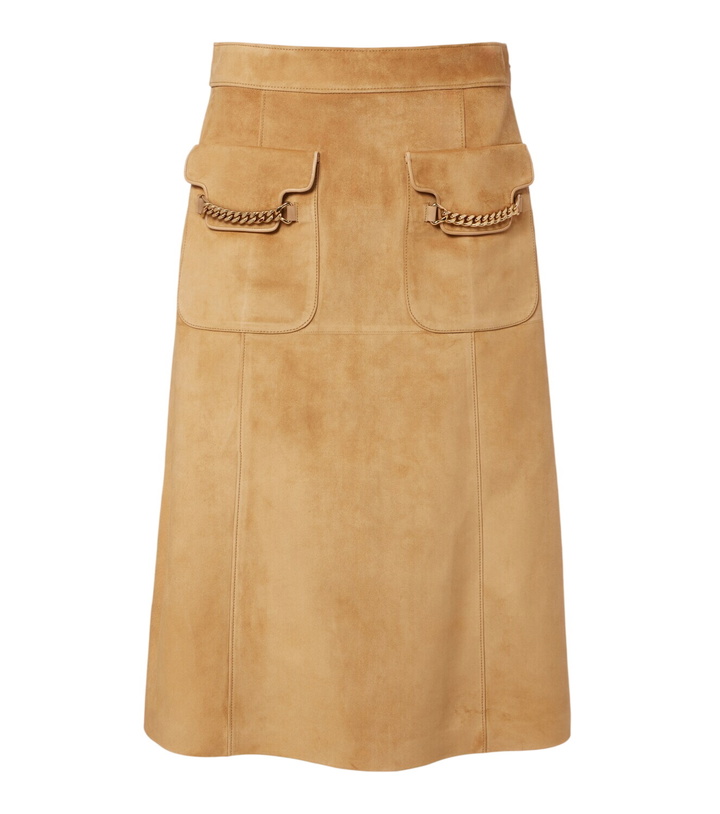 Photo: Gucci Embellished suede midi skirt