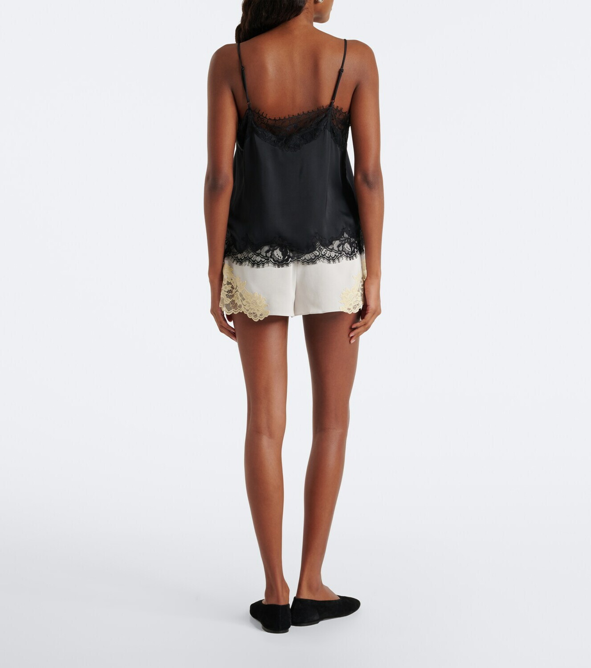 De La Vali Reparo lace-trimmed crêpe shorts
