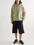 Greg Lauren - Distressed Cotton-Jersey Hoodie - Green