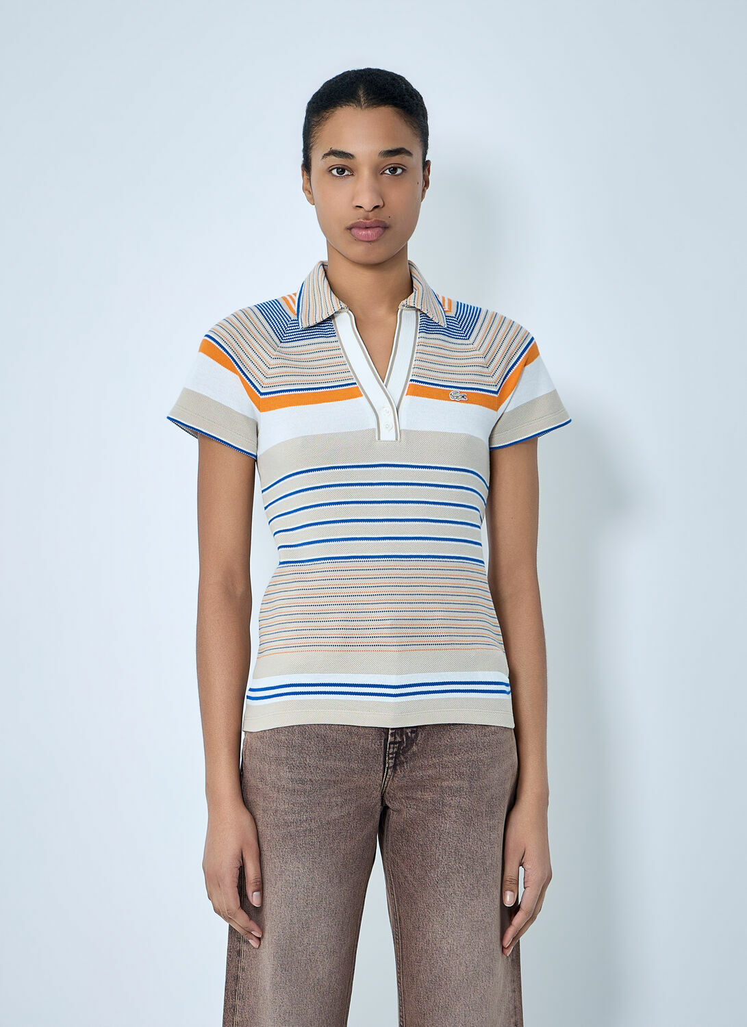Lacoste Slim Fit Striped Piqué Polo Shirt