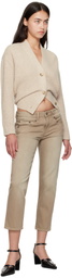 R13 Beige Split Hem Ribbed Cardigan