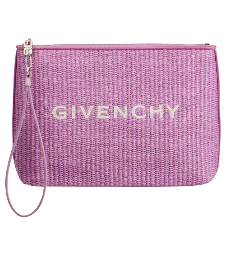 Photo: Givenchy Logo raffia-effect pouch