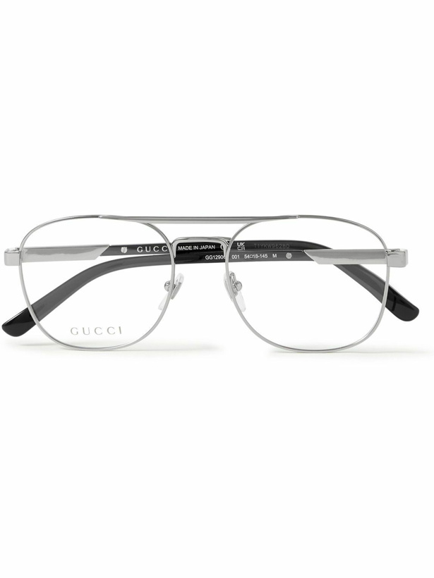Photo: Gucci Eyewear - Aviator-Style Silver-Tone Optical Glasses