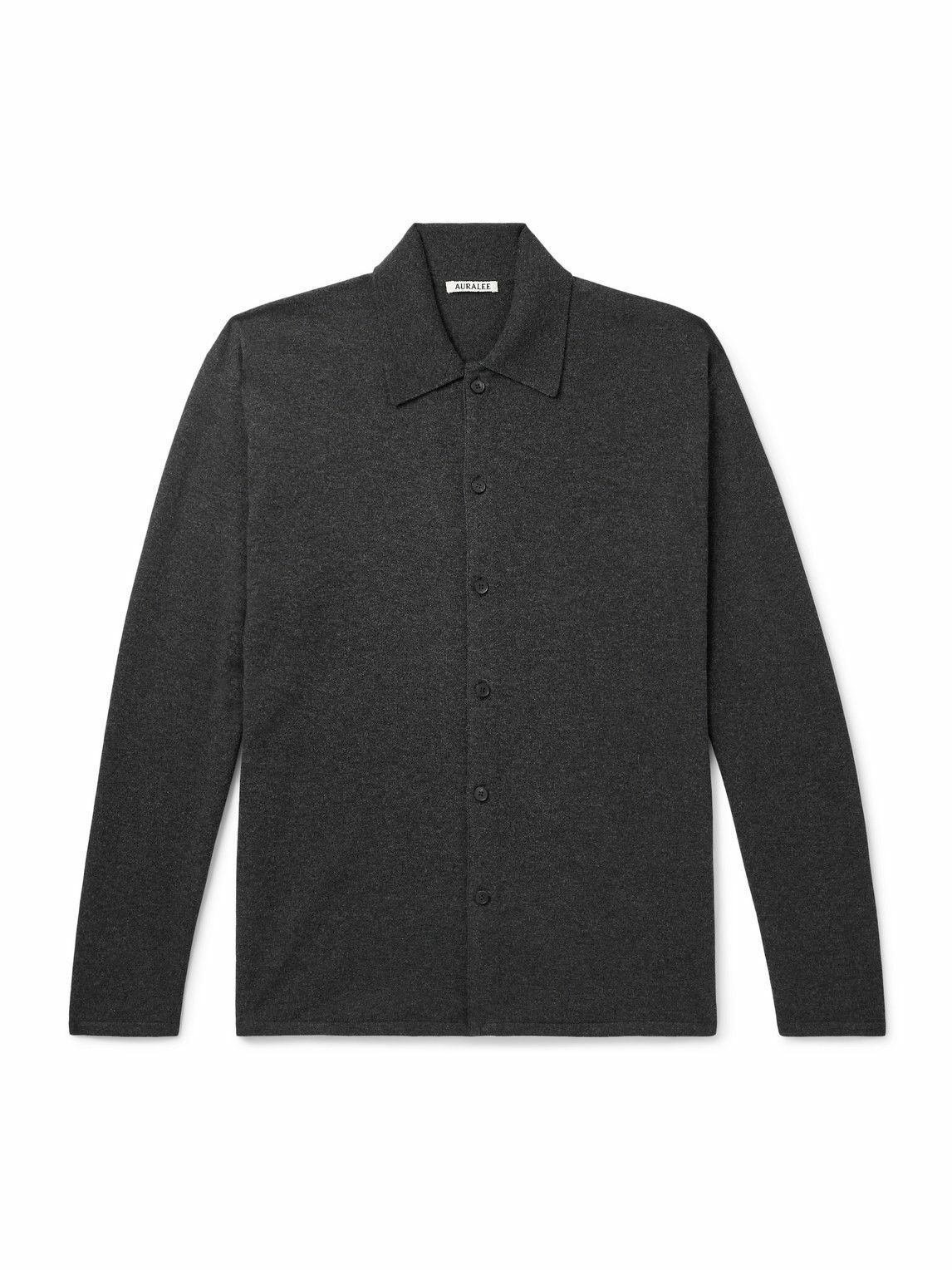 AURALEE Navy Pima Cotton Heavy Pique Polo Auralee