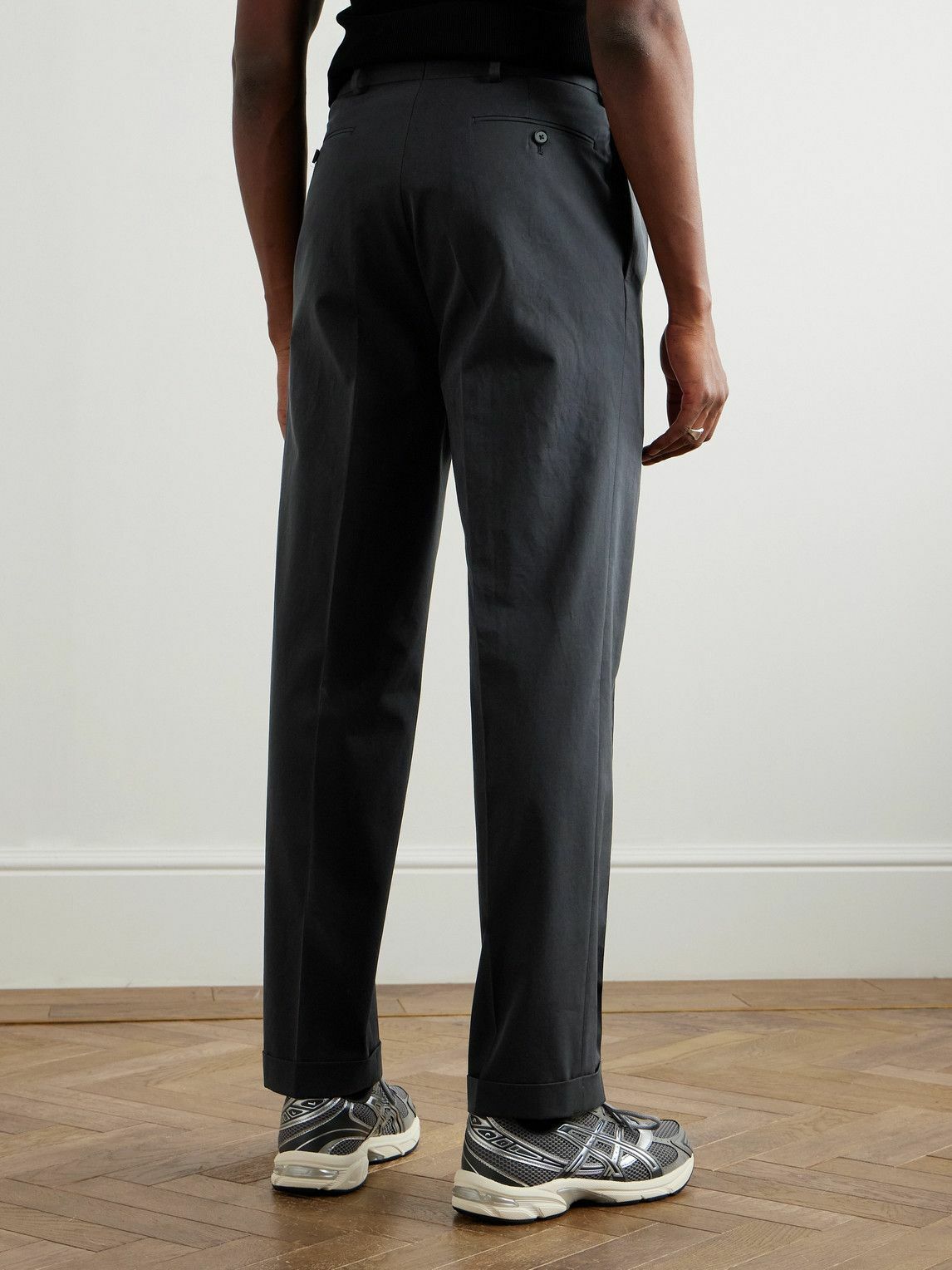 Kaptain Sunshine - Straight-Leg Pleated Cotton-Gabardine