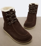 Miu Miu Shearling-lined suede lace-up boots