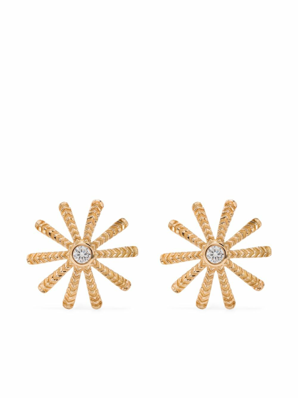 Harwell Godfrey 18K Yellow Gold Tiny Sunflower Diamond Stud Earrings