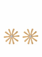 Harwell Godfrey 18K Yellow Gold Tiny Sunflower Diamond Stud Earrings