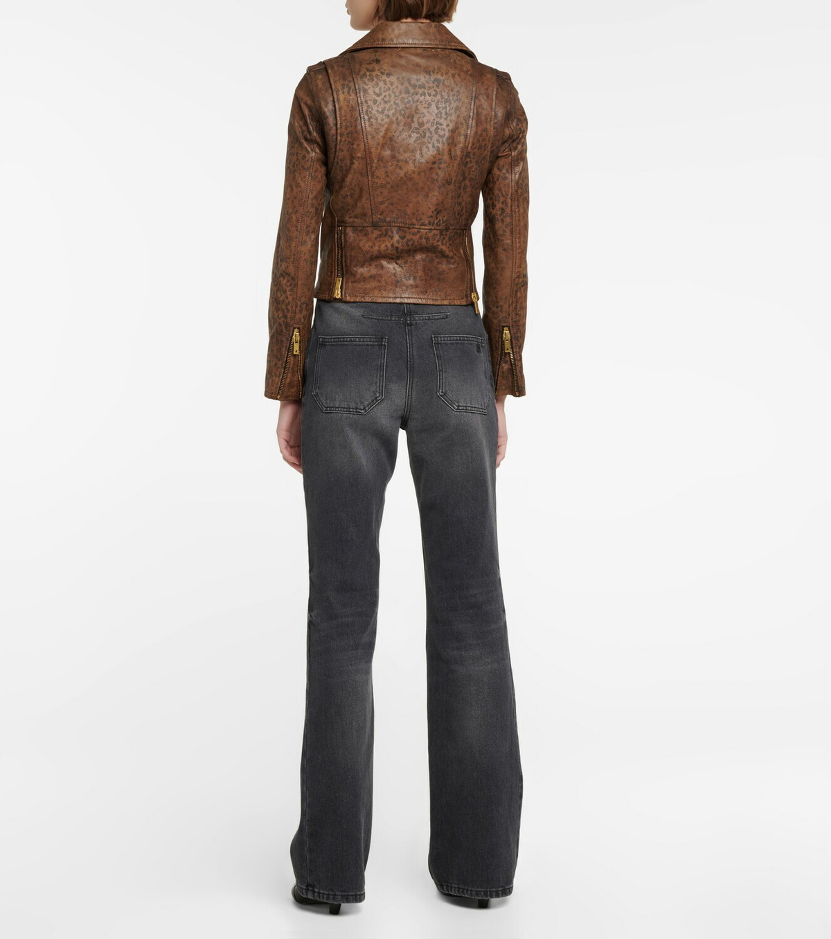 Golden Goose - Leopard-print leather biker jacket