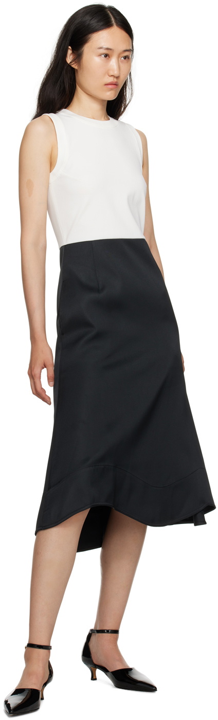 Recto White & Black Asymmetric Midi Dress
