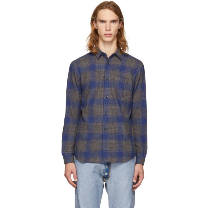 Photo: John Elliott Grey and Navy Check Shirt