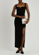 Galvan Freya Ribbed-knit Midi Dress Black