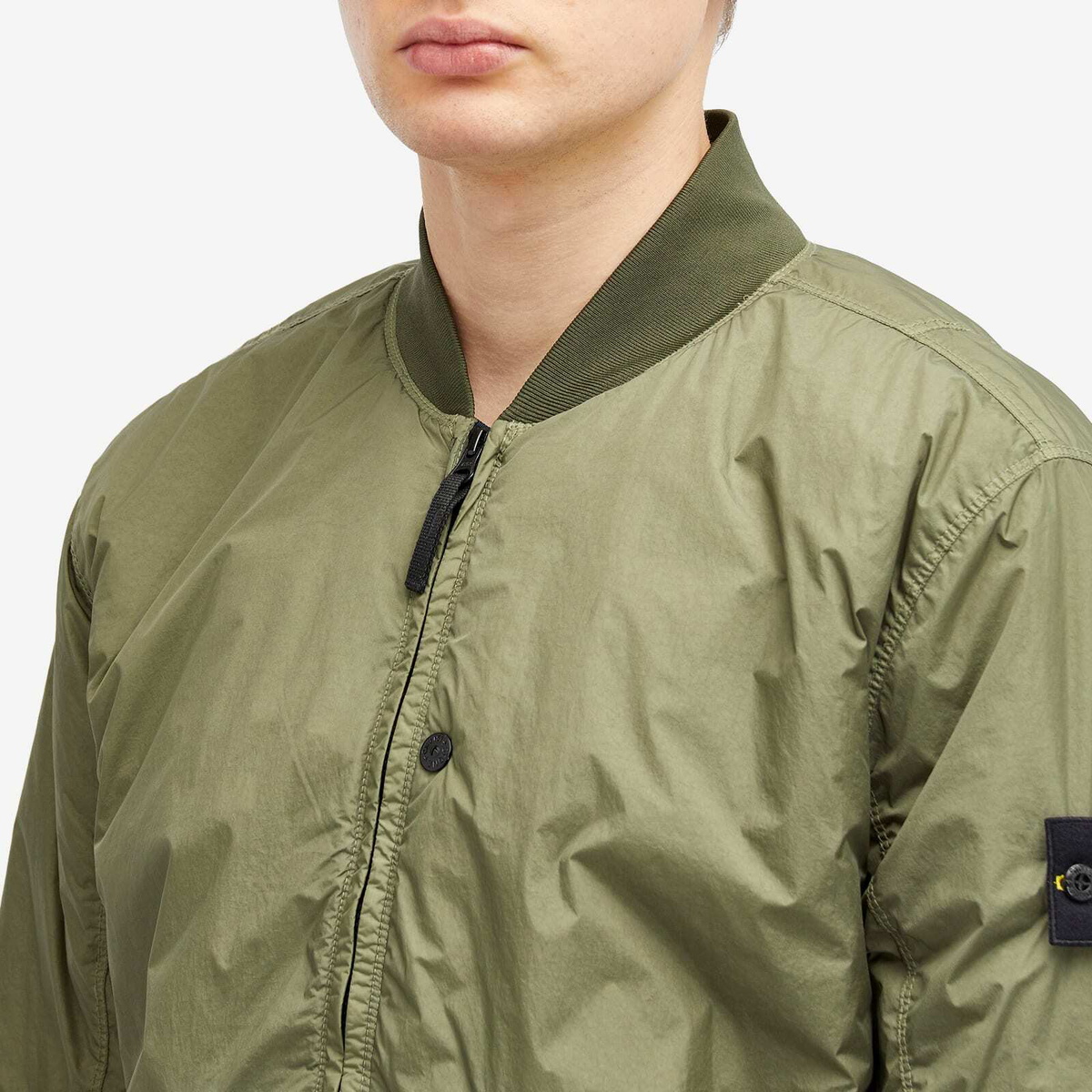 Stone Island Men's Crinkle Reps Primaloft-TC Bomber Jacket in Musk