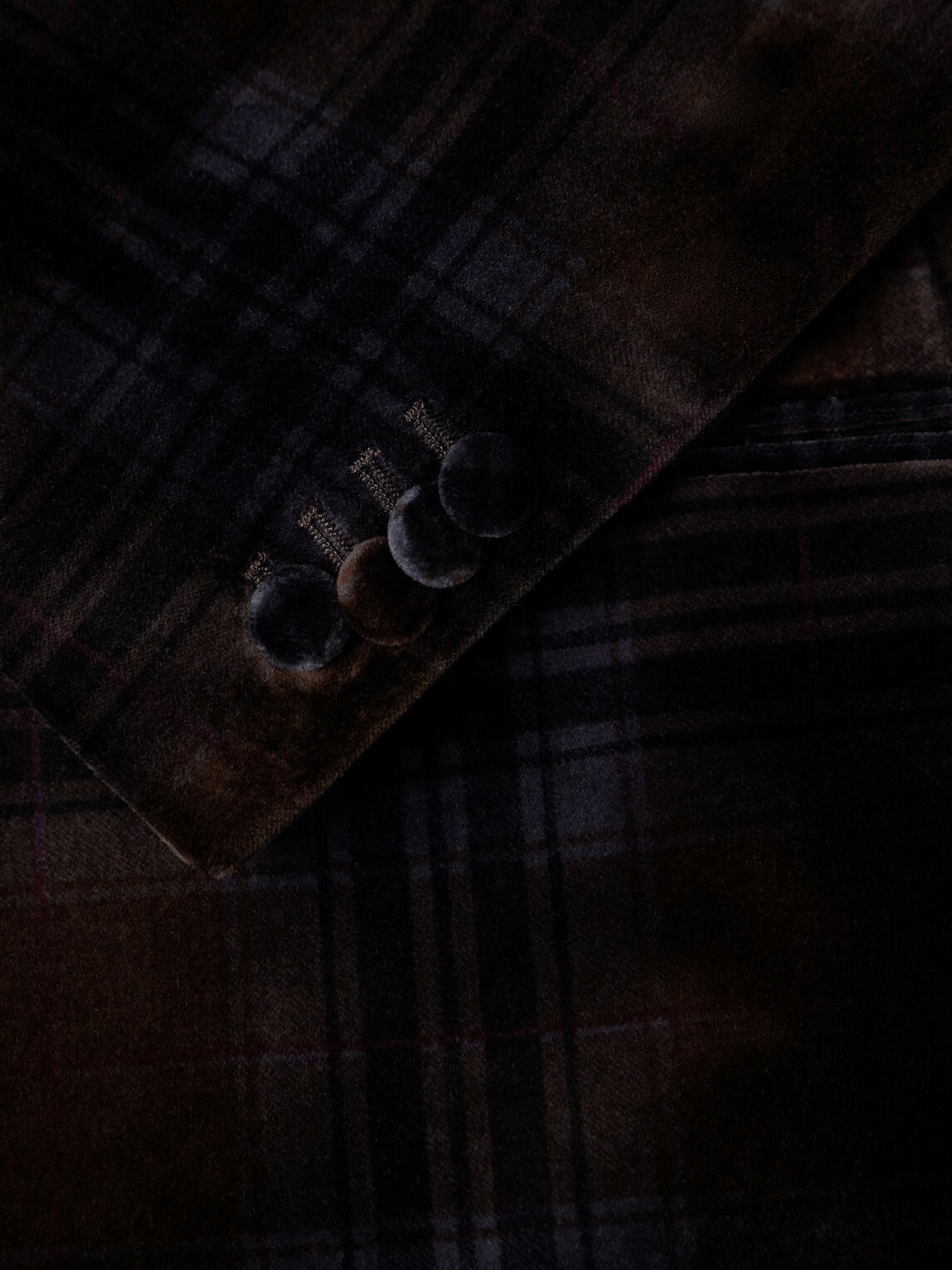 Mr P. - Shawl-Collar Checked Cotton-Velvet Tuxedo Jacket - Brown