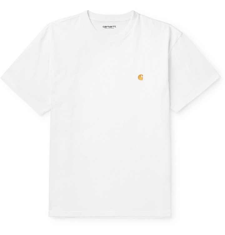 Photo: Carhartt WIP - Chase Logo-Embroidered Cotton-Jersey T-Shirt - Men - White