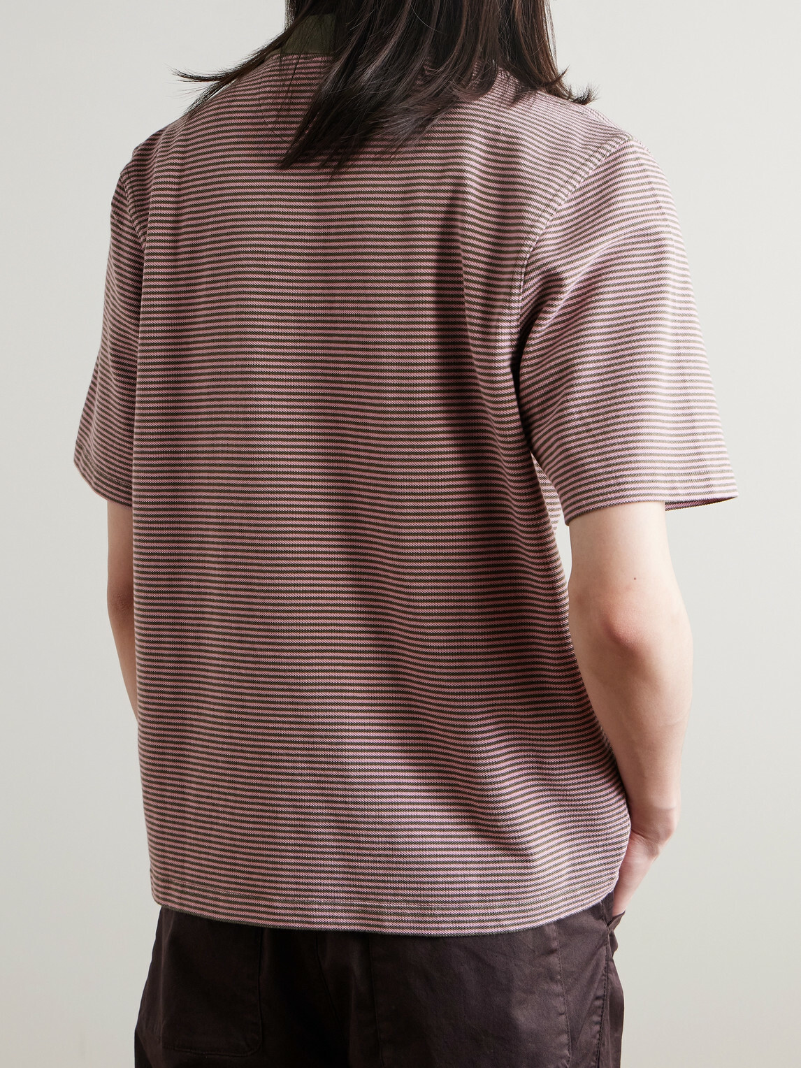 Corridor - Striped Cotton-Piqué Polo Shirt - Pink