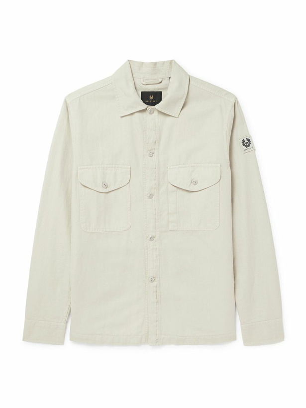 Photo: Belstaff - Garment-Dyed Herringbone Cotton and Linen-Blend Twill Overshirt - Gray