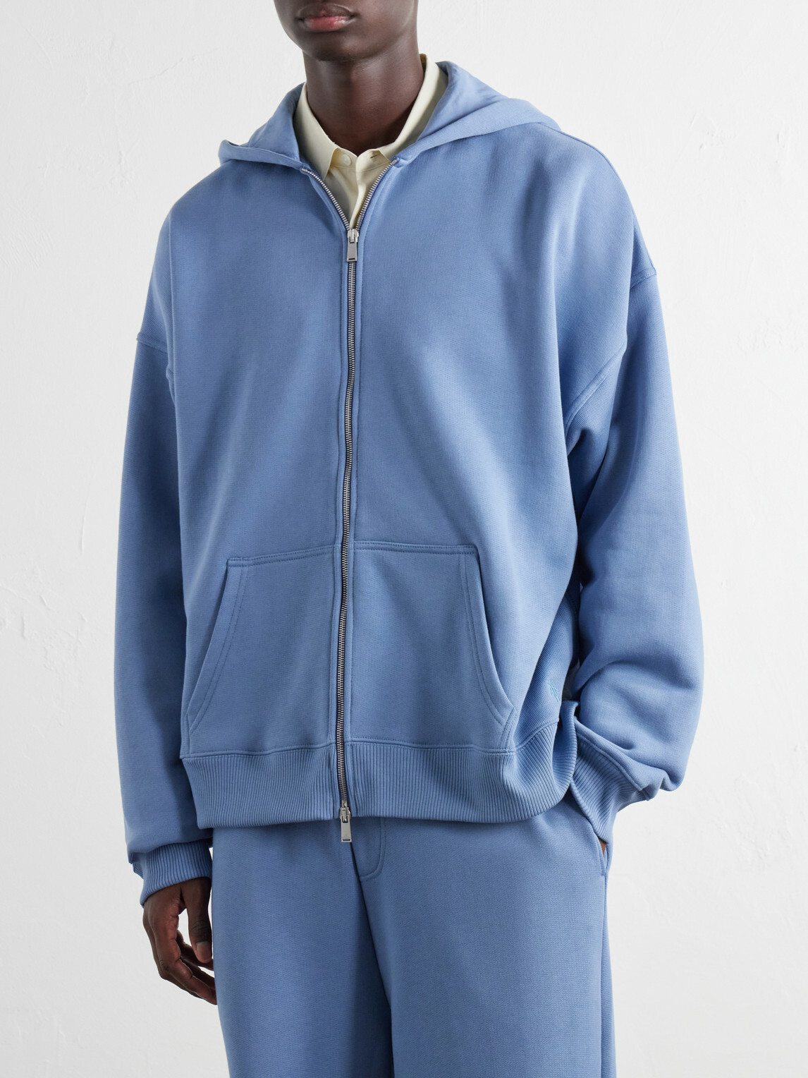 The Elder Statesman - Cotton-Jersey Zip-Up Hoodie - Blue