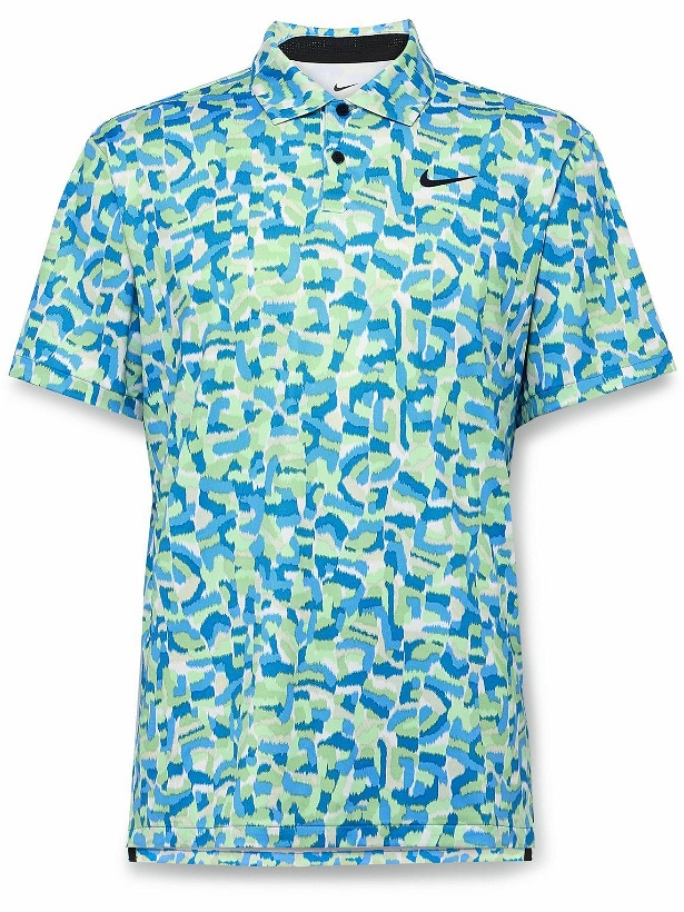Photo: Nike Golf - Tour Printed Dri-FIT Golf Polo Shirt - Blue
