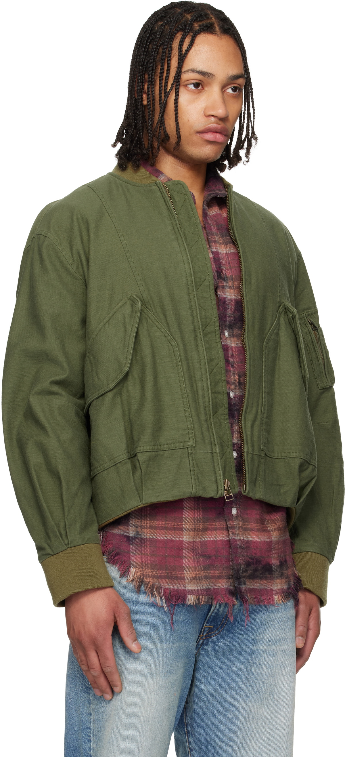 R13 Khaki Bubble Bomber Jacket