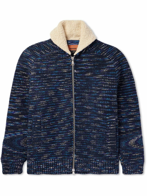 Photo: Missoni - Fleece-Trimmed Padded Space-Dyed Wool Jacket - Blue