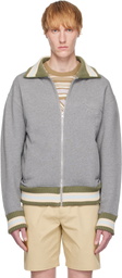 Maison Kitsuné Gray Varsity Zipped Bomber Jacket