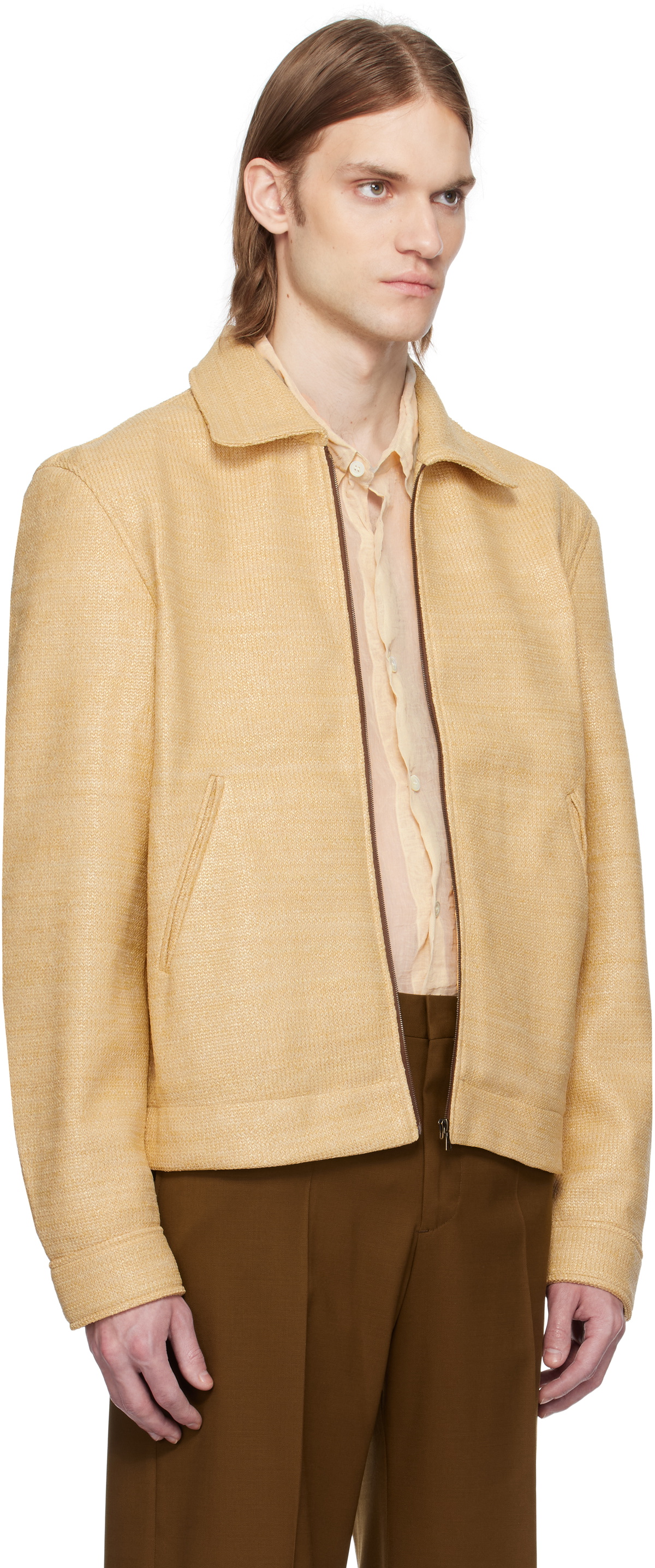 CMMN SWDN Beige Shelby Raffia Jacket