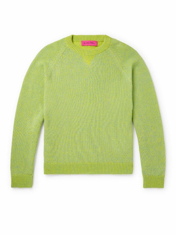 Photo: The Elder Statesman - Mélange Cashmere and Cotton-Blend Sweater - Green