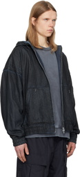 Juun.J Navy Work Zip-Up Oil Denim Jacket