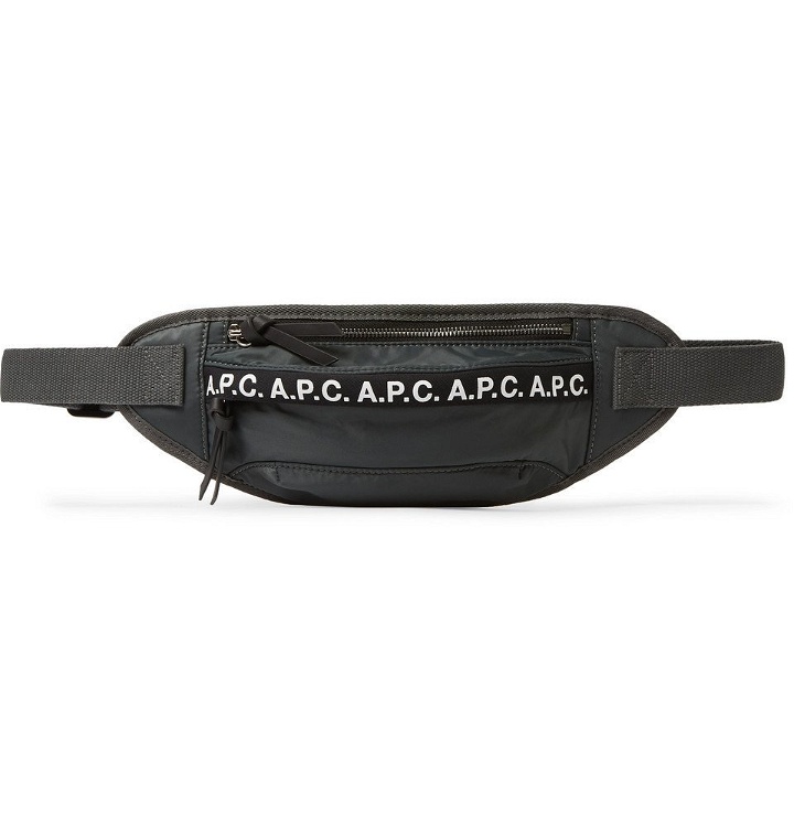 Photo: A.P.C. - Lucille Leather-Trimmed Logo-Print Nylon Belt Bag - Gray