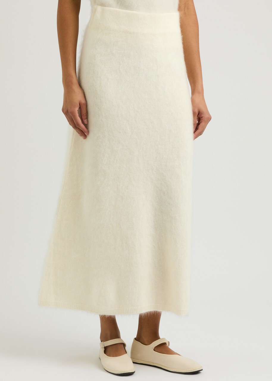 Lisa Yang Asta Brushed Cashmere Maxi Skirt Cream