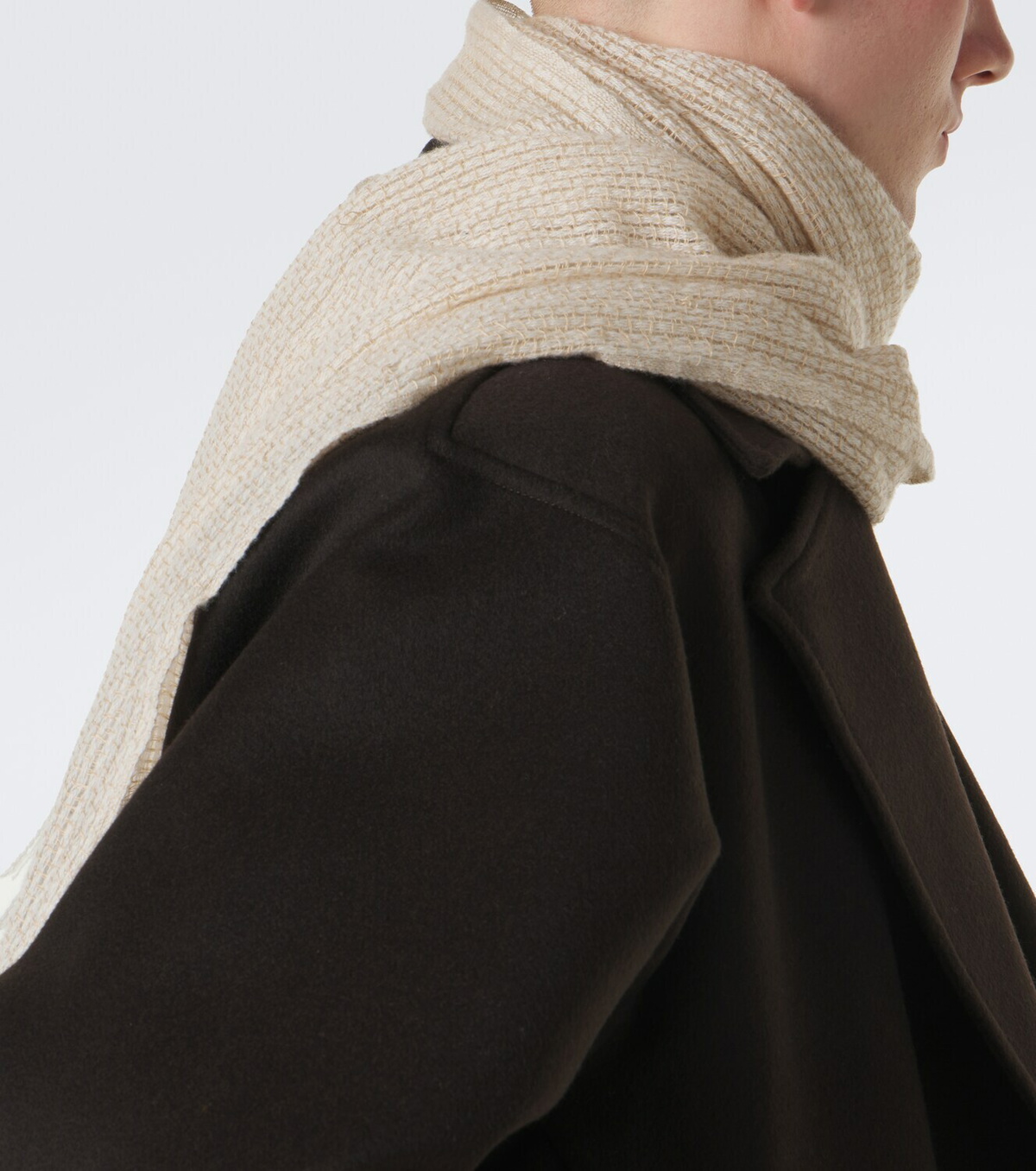 Stòffa Fringed cashmere and linen scarf