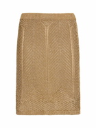 ALBERTA FERRETTI Lamé Open Knit Mini Skirt