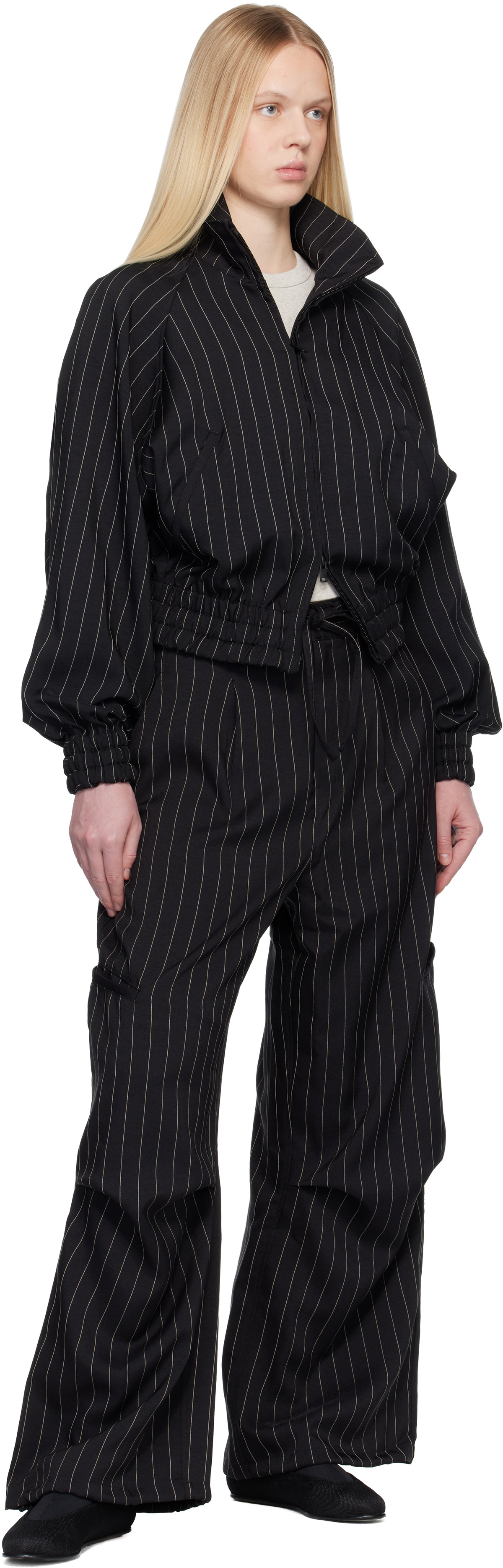Y-3 Black Pinstripe Sport Uniform Blouson Jacket