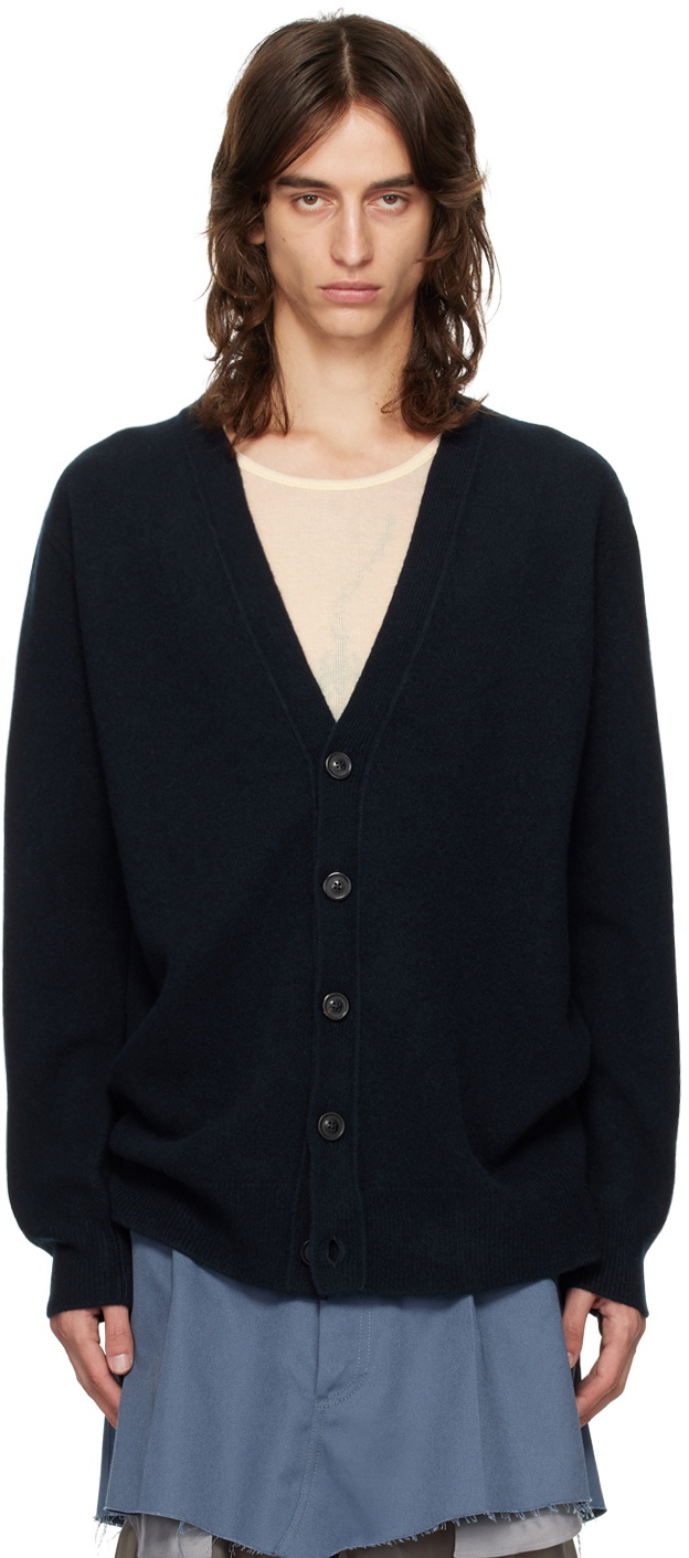 Maison Martin Margiela - Cardigan ⑭ Navy Maison Margiela - NAVY BLUE CARDIGAN WITH EARMOCKS – LE LABO