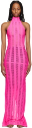 FAL-ASH Pink Lasercut Maxi Dress