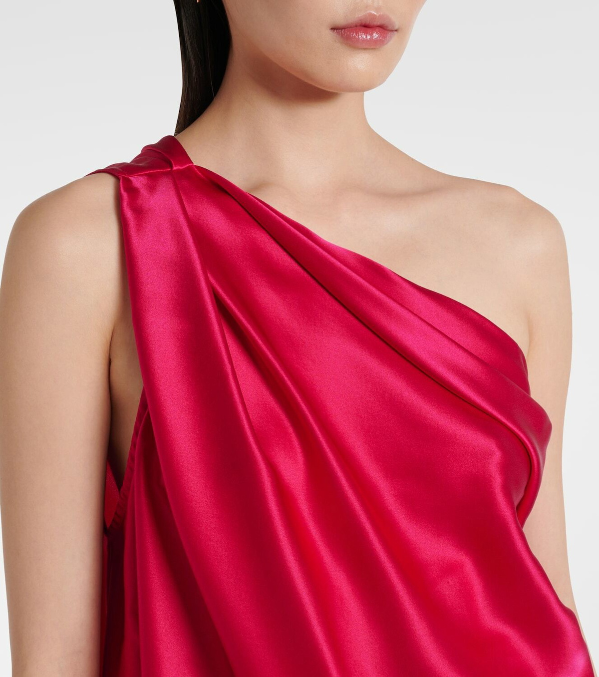 The Sei One-shoulder draped silk satin top