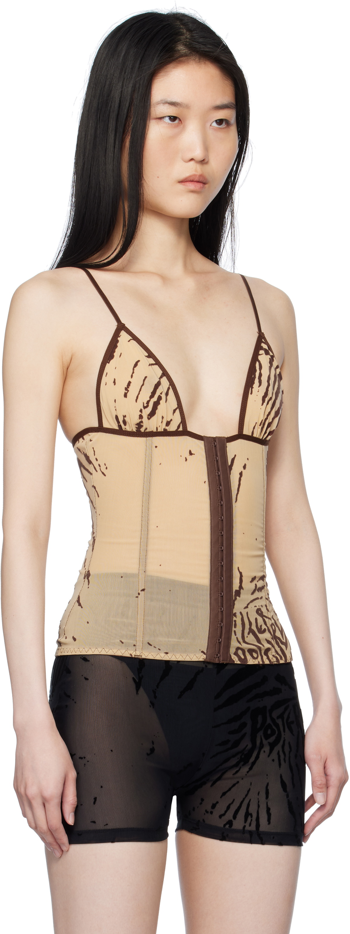 Poster Girl Beige Doll Triangle Zebra Print Camisole Poster Girl
