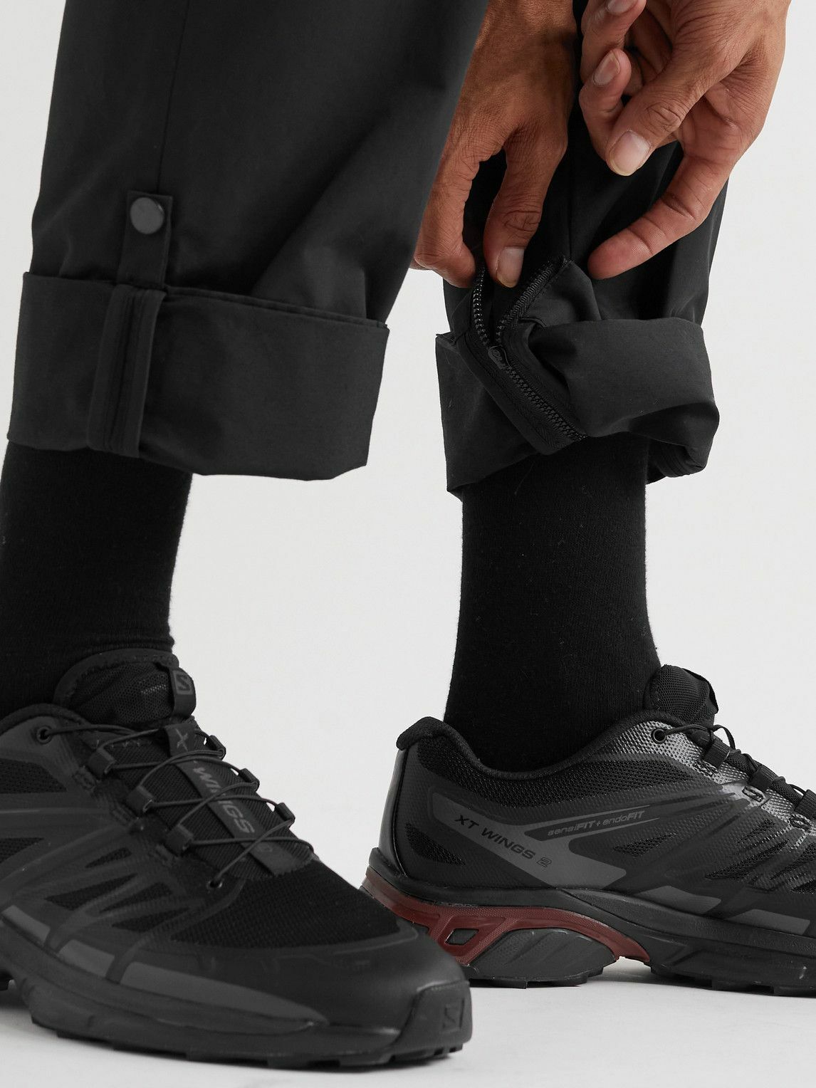 SAIF UD DEEN - Straight-Leg Panelled Cotton-Blend Shell Cargo Trousers - Black