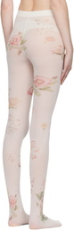 OPEN YY Off-White Floral Tights