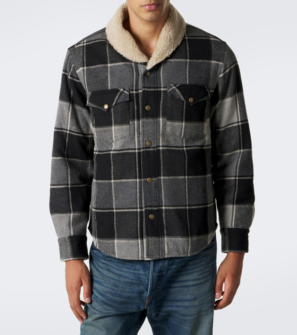 RRL Padded plaid cotton twill overshirt