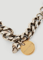 Mixed Chain Logo Pendant Bracelet in Silver