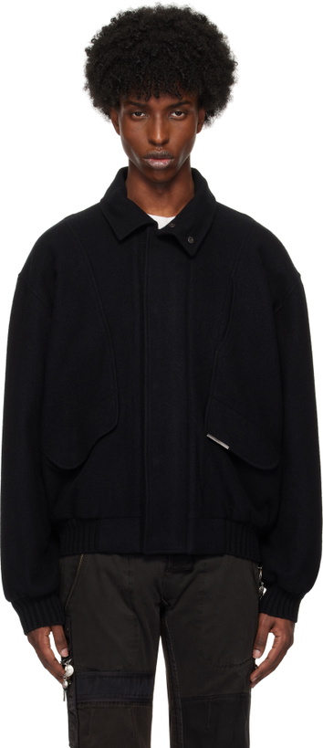 Photo: HYEIN SEO Black Wool Bomber Jacket