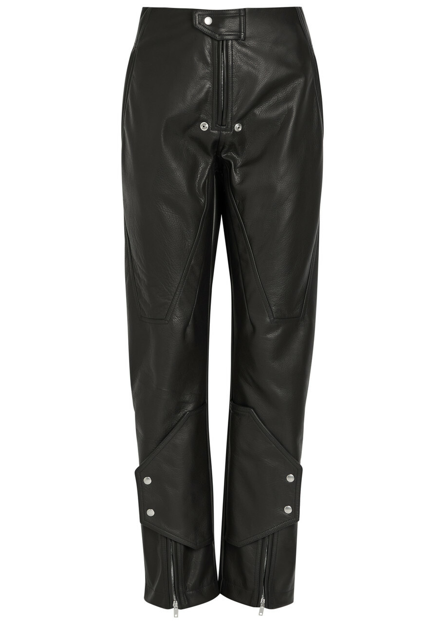 Rick Owens Motopants Panelled Leather Trousers Black