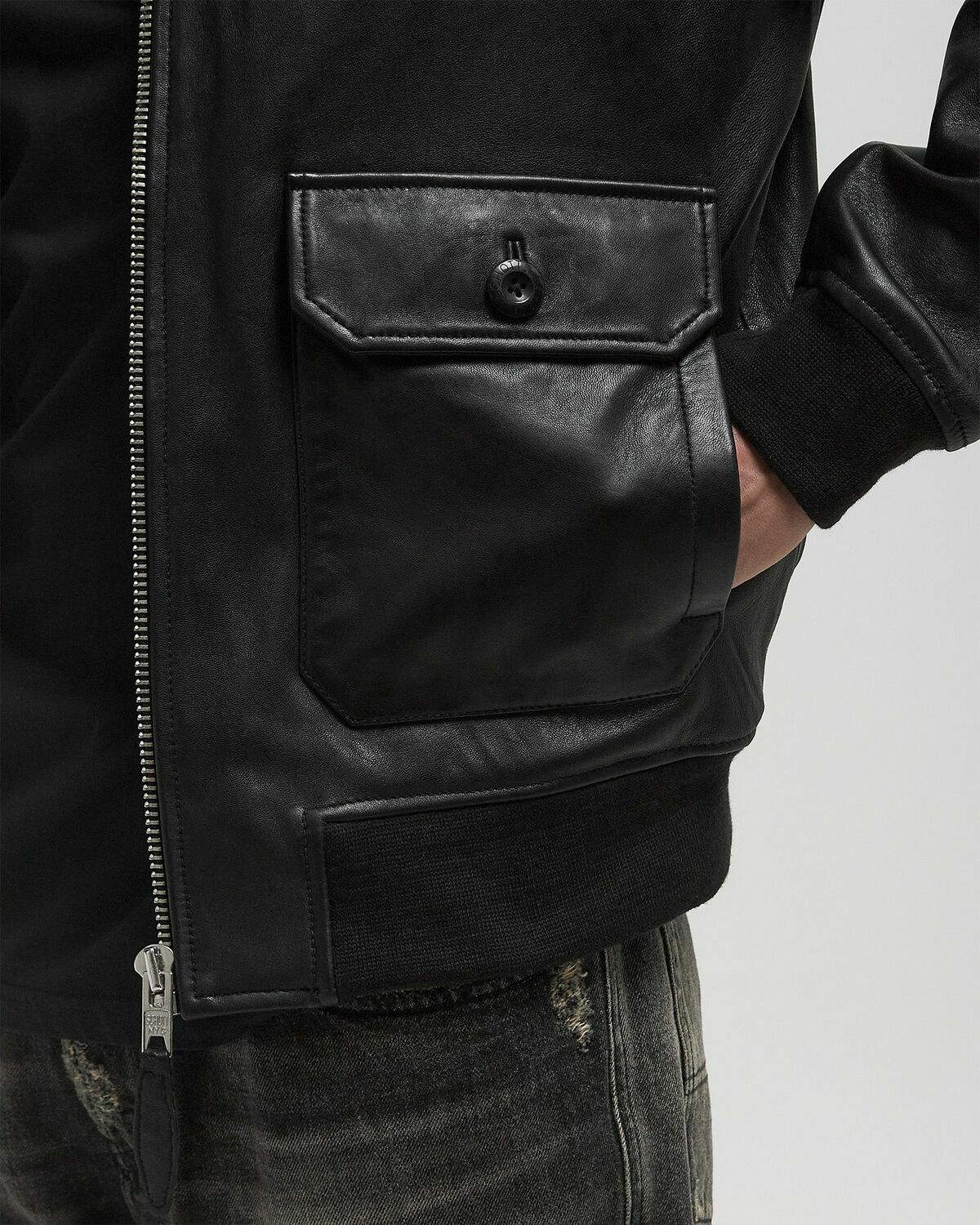Schott NYC LC Aviator Jacket Black Mens Bomber Jacket