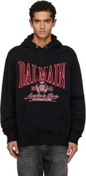Balmain Black Flocked 'Balmain' College Hoodie